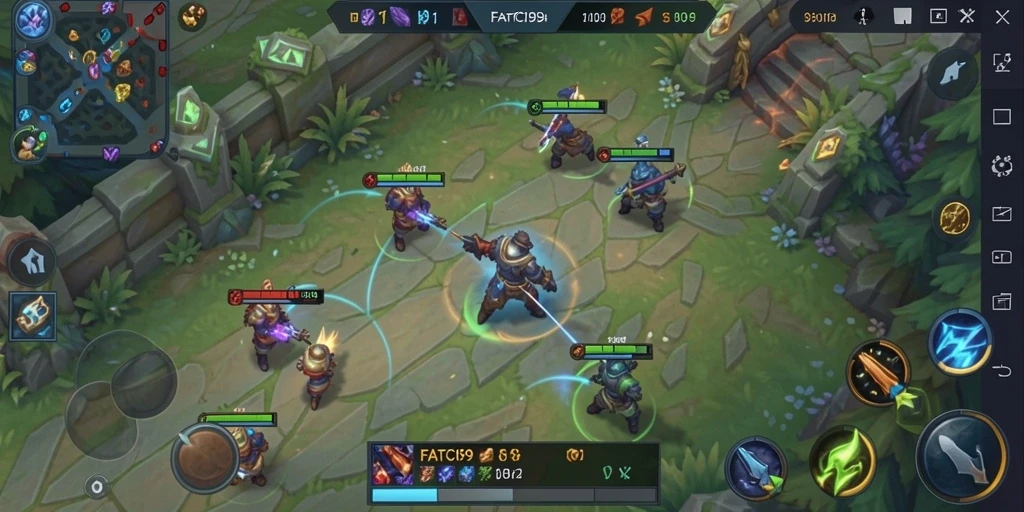 Tampilan gameplay seru di FATCI99 dengan aksi MOBA yang mendebarkan.