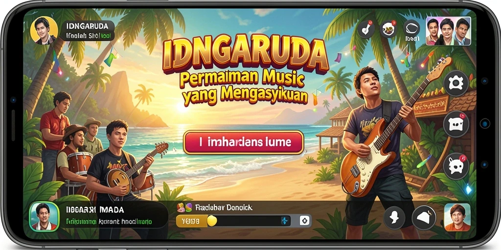 Tampilan interaktif dari gameplay IDNGARUDA dalam permainan musik.