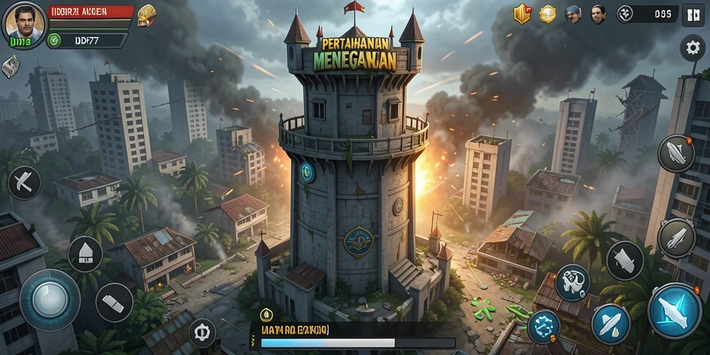 Tampilan menarik dari gameplay <strong>IDR77</strong> dalam aksi Tower Defense.