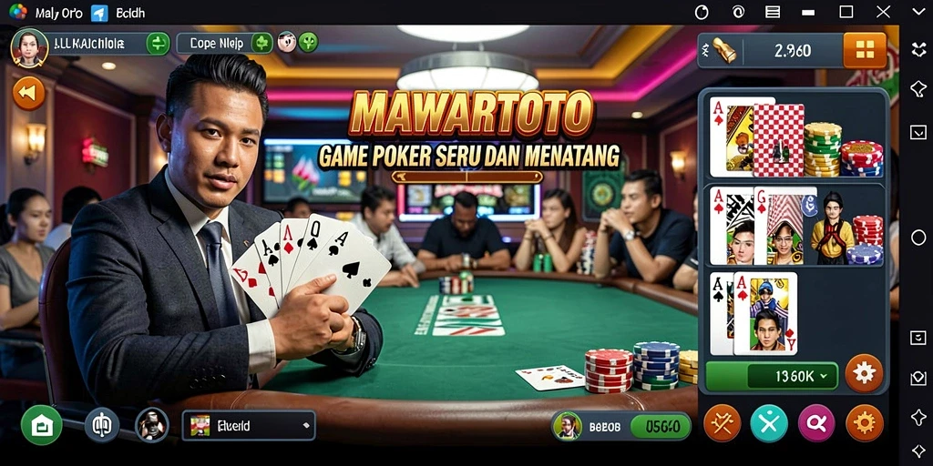 Screenshot utama MAWARTOTO menampilkan gameplay poker yang mendebarkan.